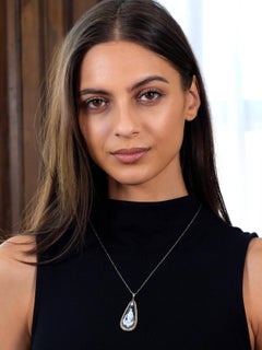 Art Deco Carved Sardonyx Pearl 14K Gold Platinum Vintage Goddess Cameo Necklace