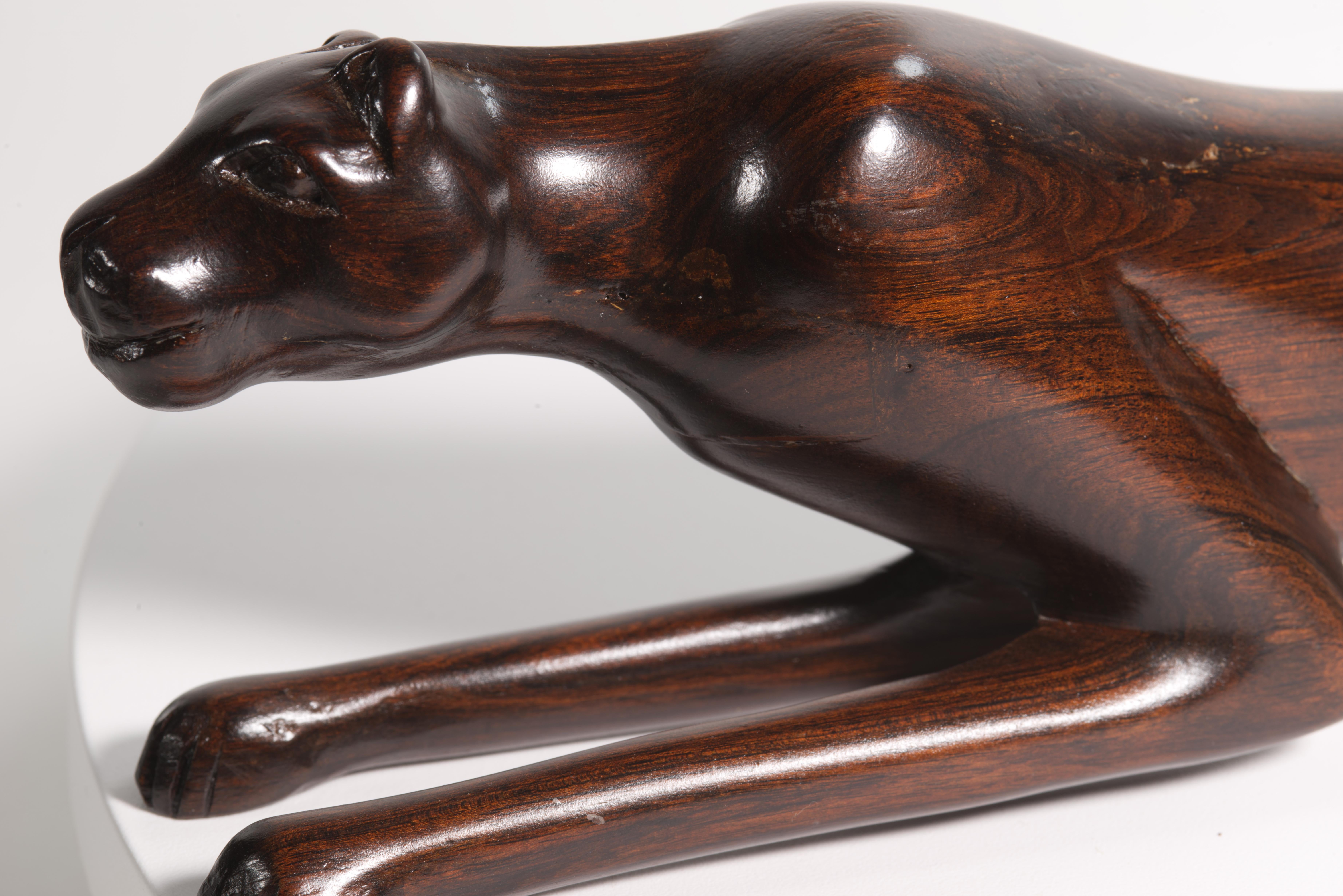 Sculpture de panthère en bois d'ébène massif sculpté Art déco en vente 3