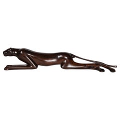 Art Deco geschnitzt massivem Ebenholz Panther Skulptur