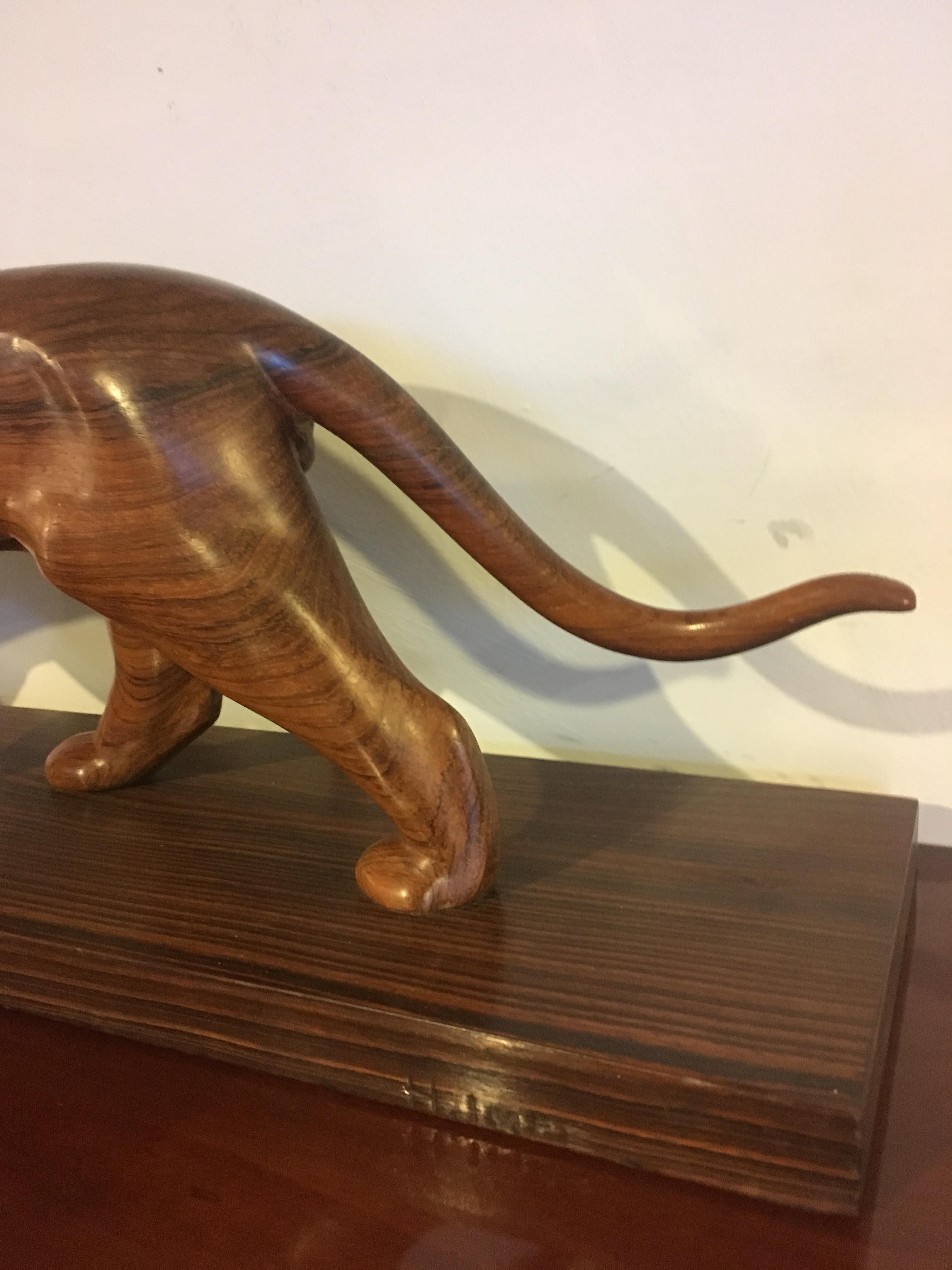 Mid-20th Century Art Deco Carved Walnut Panther For Sale