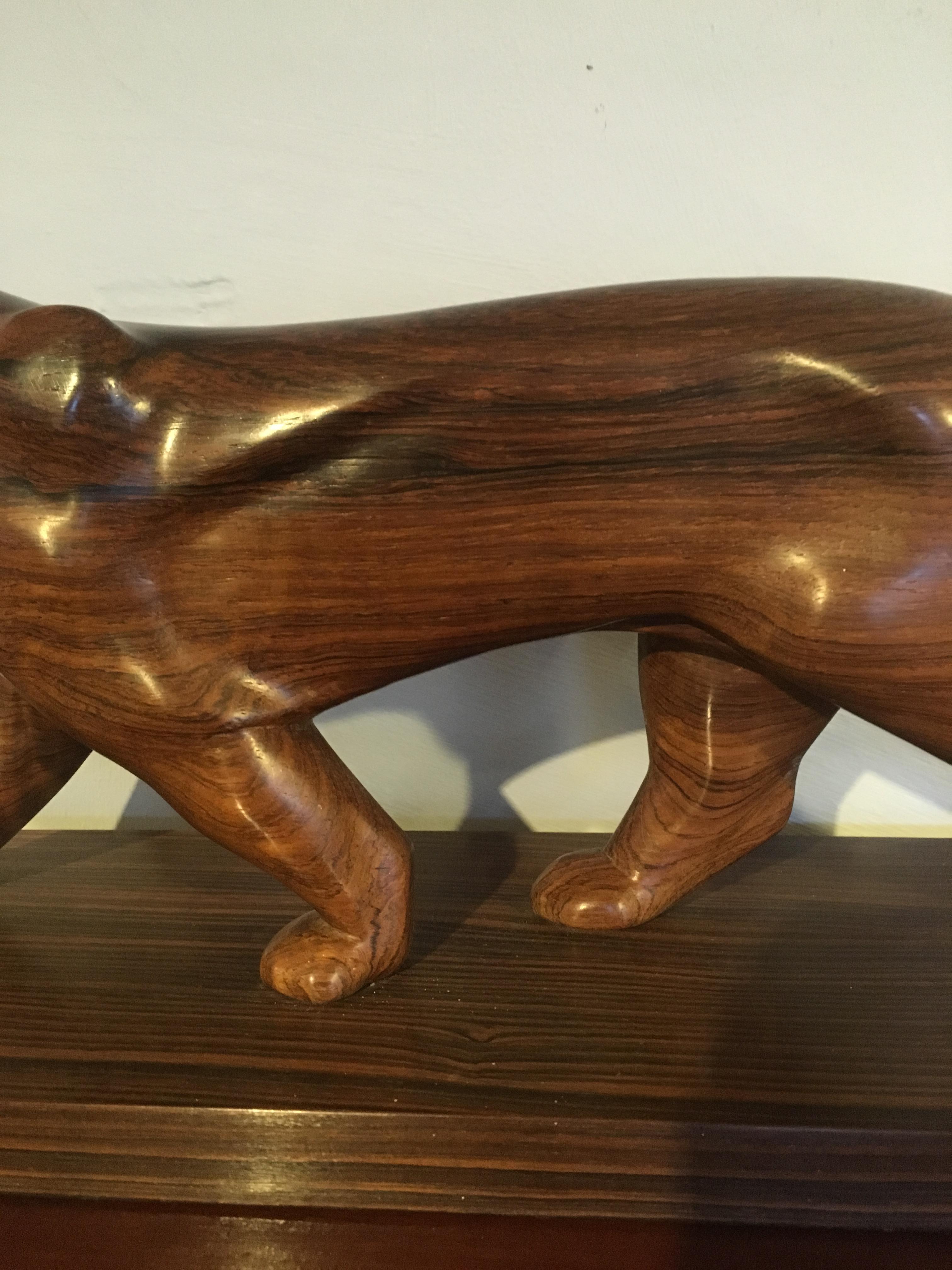 Art Deco Carved Walnut Panther For Sale 1