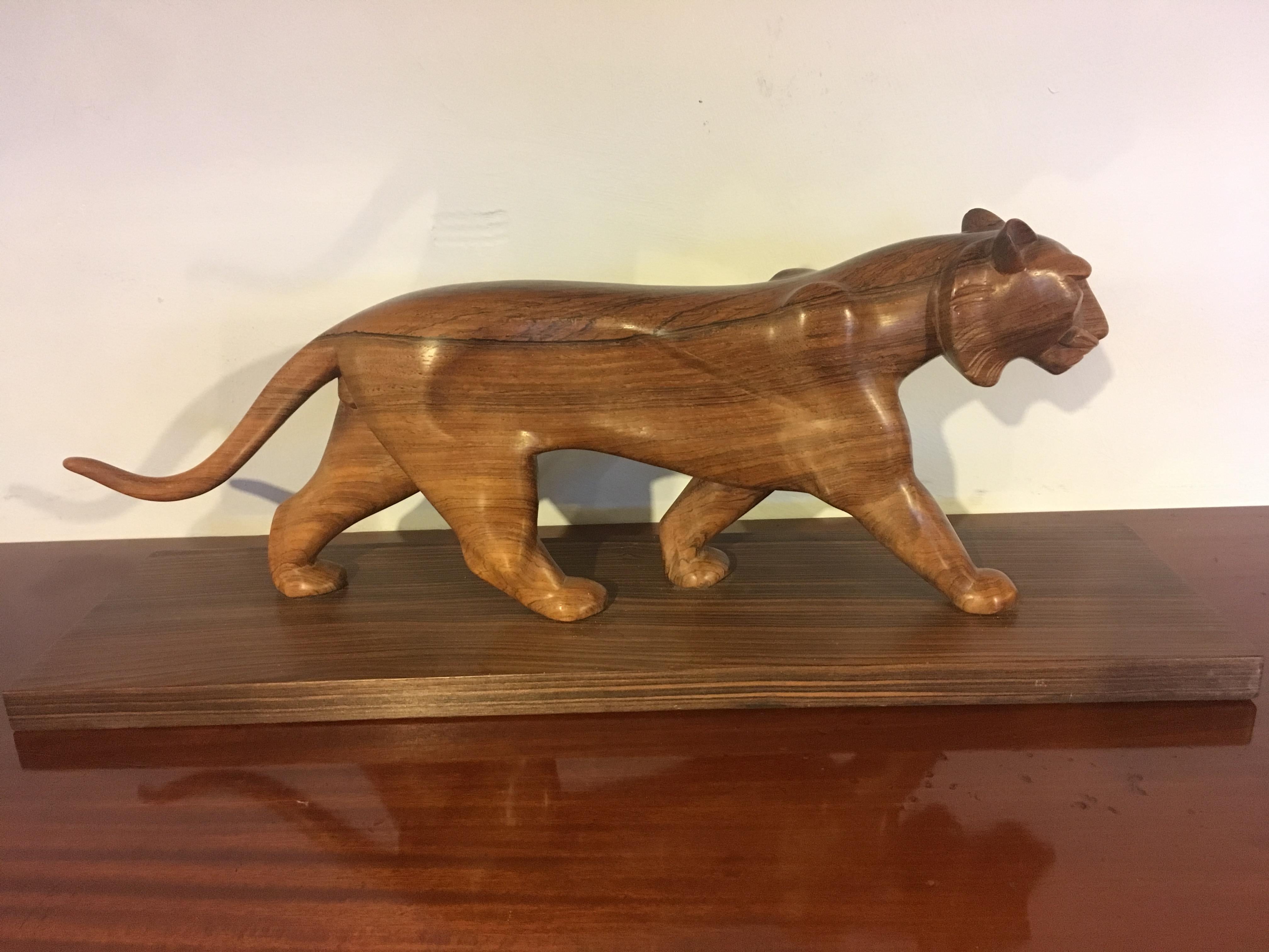 Art Deco Carved Walnut Panther For Sale 3