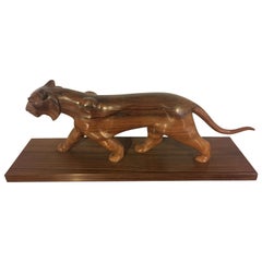 Art Deco Carved Walnut Panther