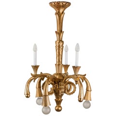 Lampadario Art Carved in legno intagliato, anni '30