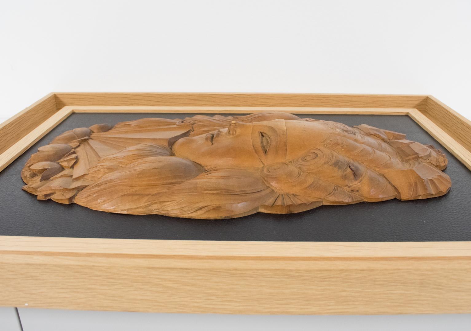 Carved Wood Venetian Mask Portrait Wall Panel Sculpture, circa 1930 For Sale 3