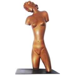 Art Deco Carved Wooden Nude Sculpture by Karl Hagenauer