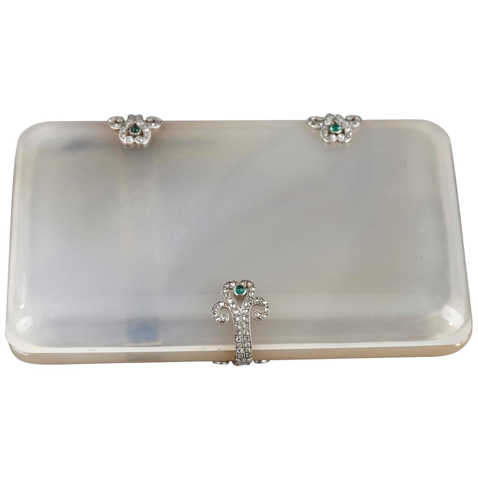 Art Deco Case with Agate, Gold, Diamonds and Emeralds