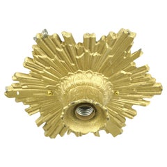Art Deco Cast Aluminum Gold Exposed Bulb Flush Mount Light
