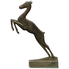 Art Deco Cast Brass Jumping Doe Doorstop