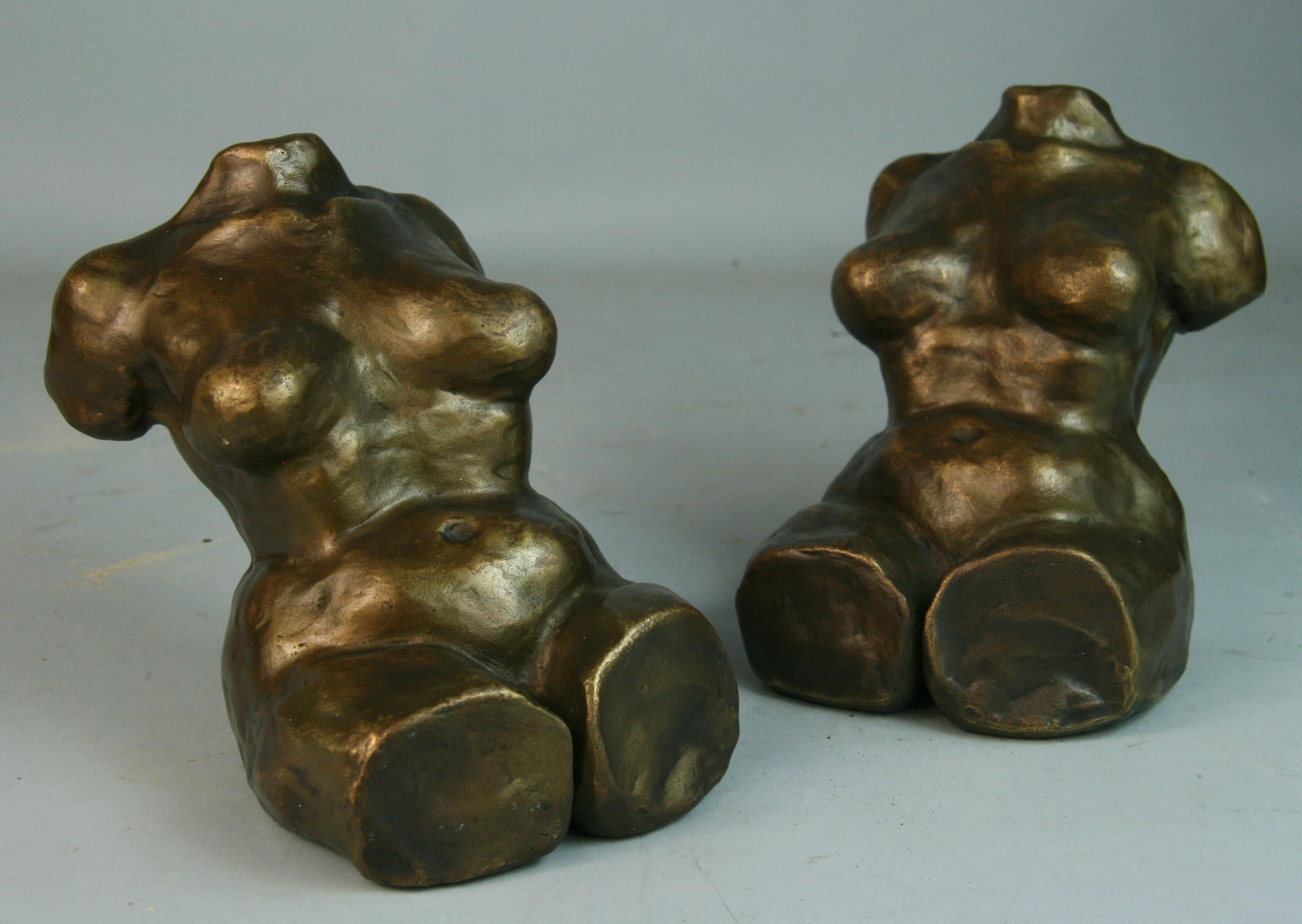 3-720 heavy cast bronze nude sculptures/bookends
Initialed on bottom CR.