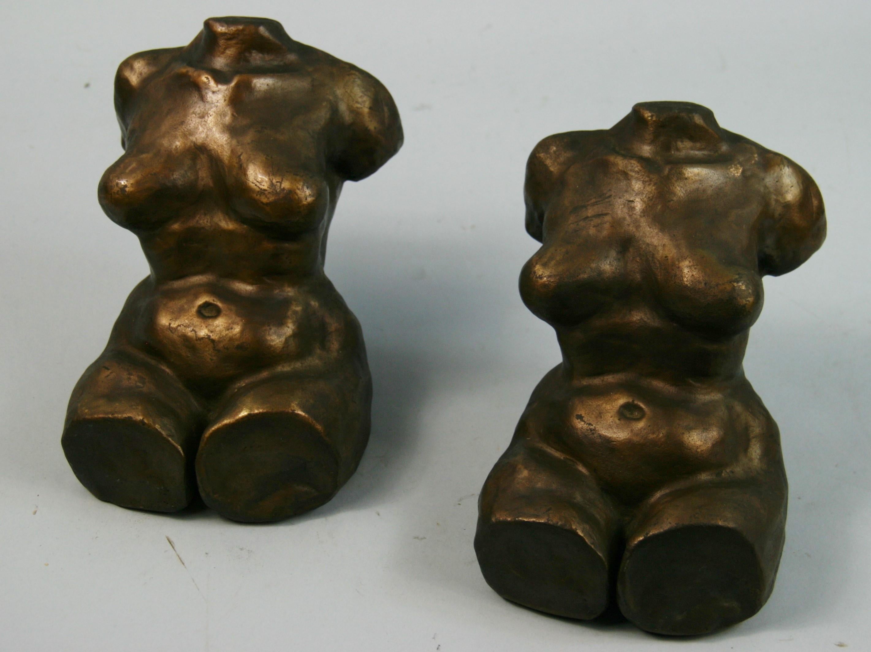 Art Deco Cast Bronze Reclining Nude Sculptures/Bookends In Good Condition For Sale In Douglas Manor, NY
