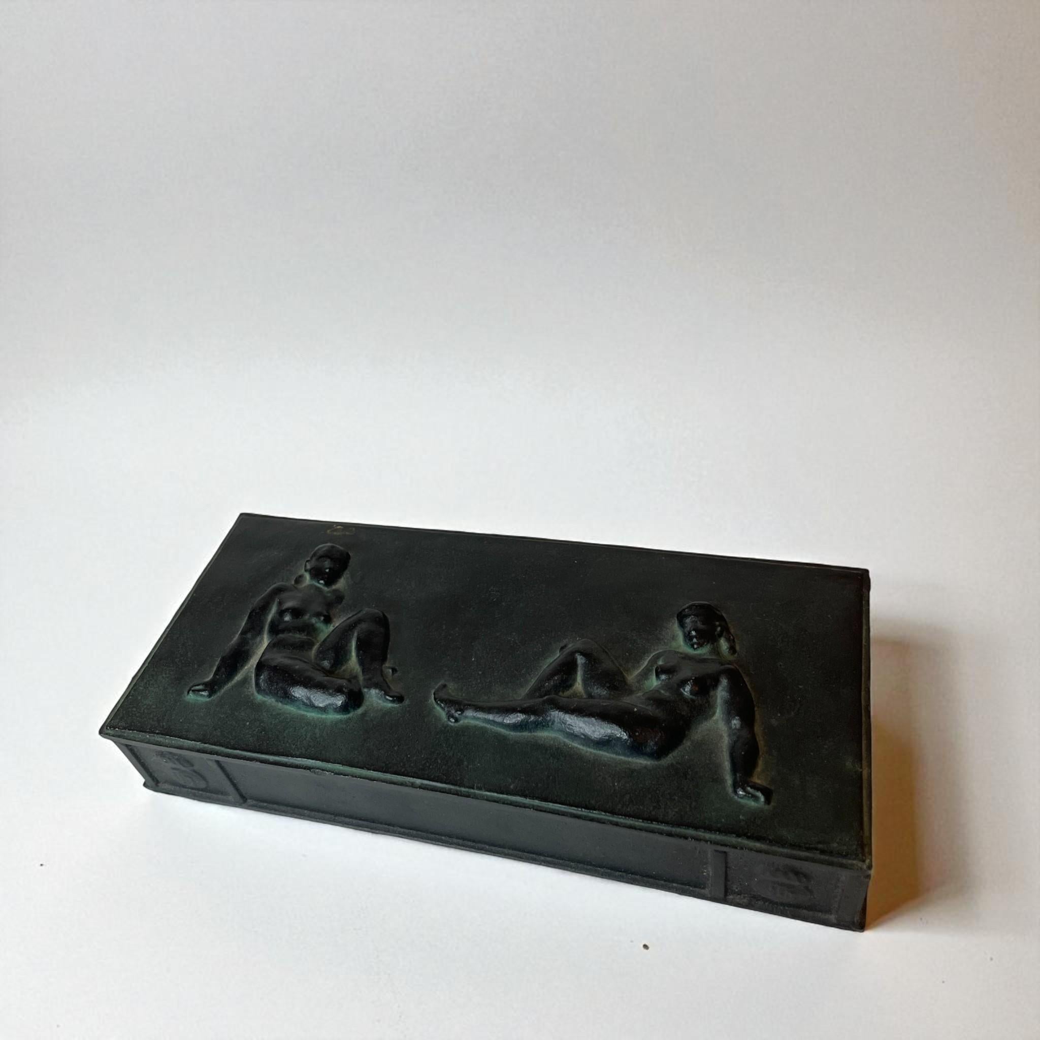 Mid-20th Century Swedish Modern Art Deco Cast Iron Box by Husqvarna, Sweden, 1930s For Sale
