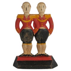 Art Deco Cast Iron Double Footmen Doorstop by Hubley Anne Fish
