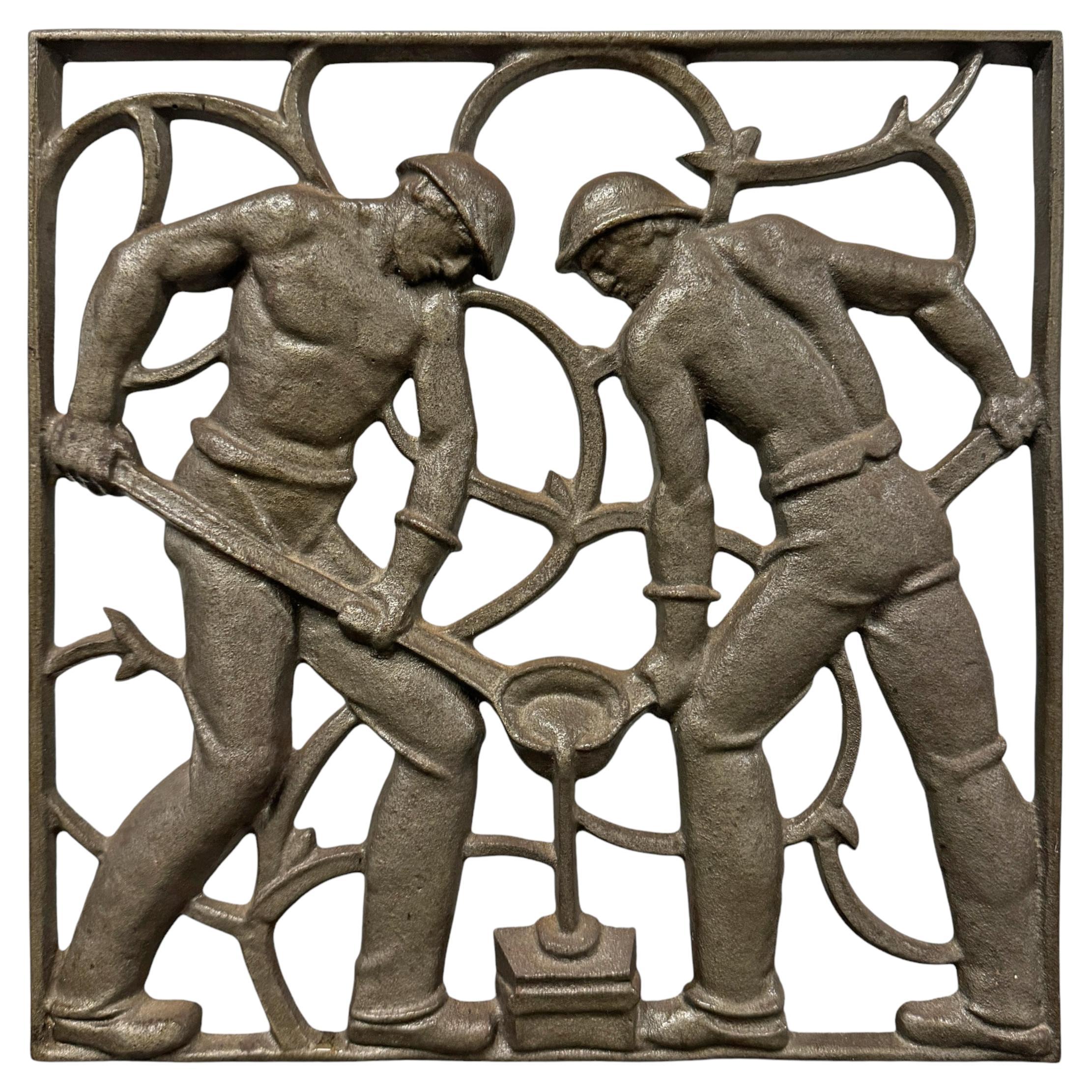 Panel de Trabajadores de Fundición de Hierro Art Decó