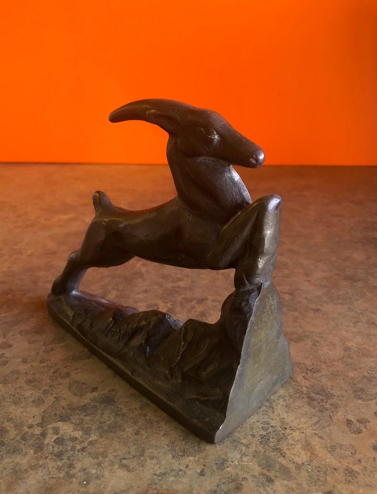 Art Deco Cast Iron Gazelle Door Stop or Bookend In Good Condition In San Diego, CA