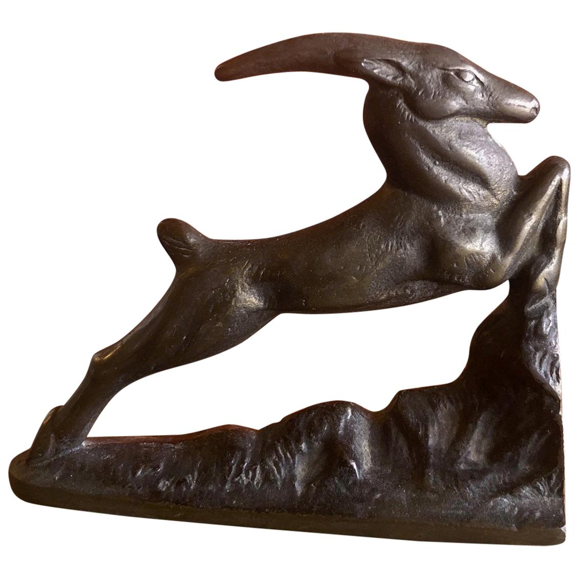 Art Deco Cast Iron Gazelle Door Stop or Bookend