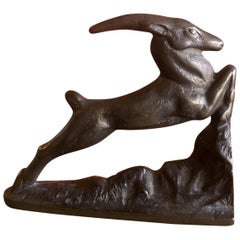 Art Deco Cast Iron Gazelle Door Stop or Bookend