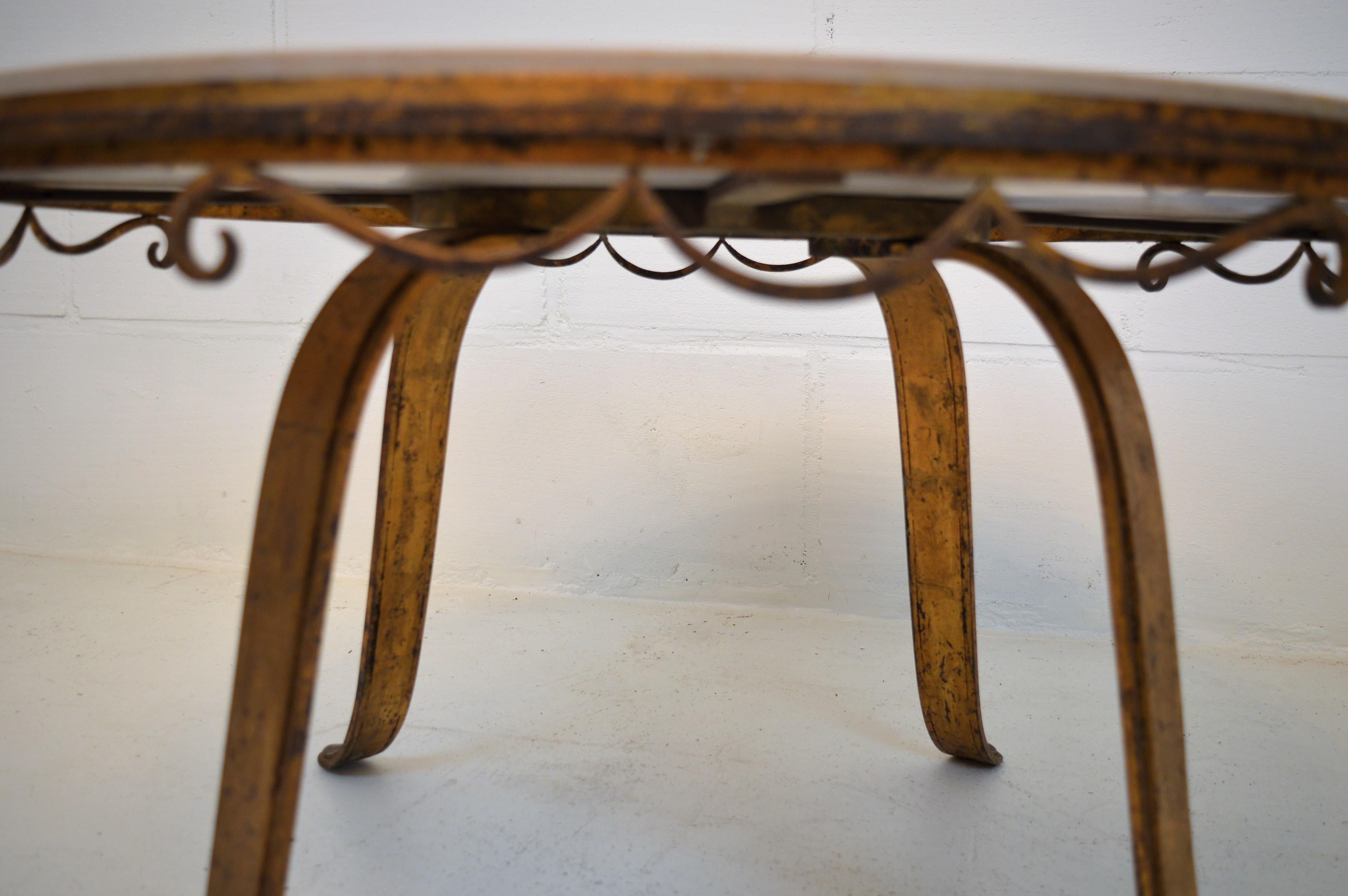 Art Deco Cast-Iron Gilded Coffee Table in the Style of Raymond Subes 5