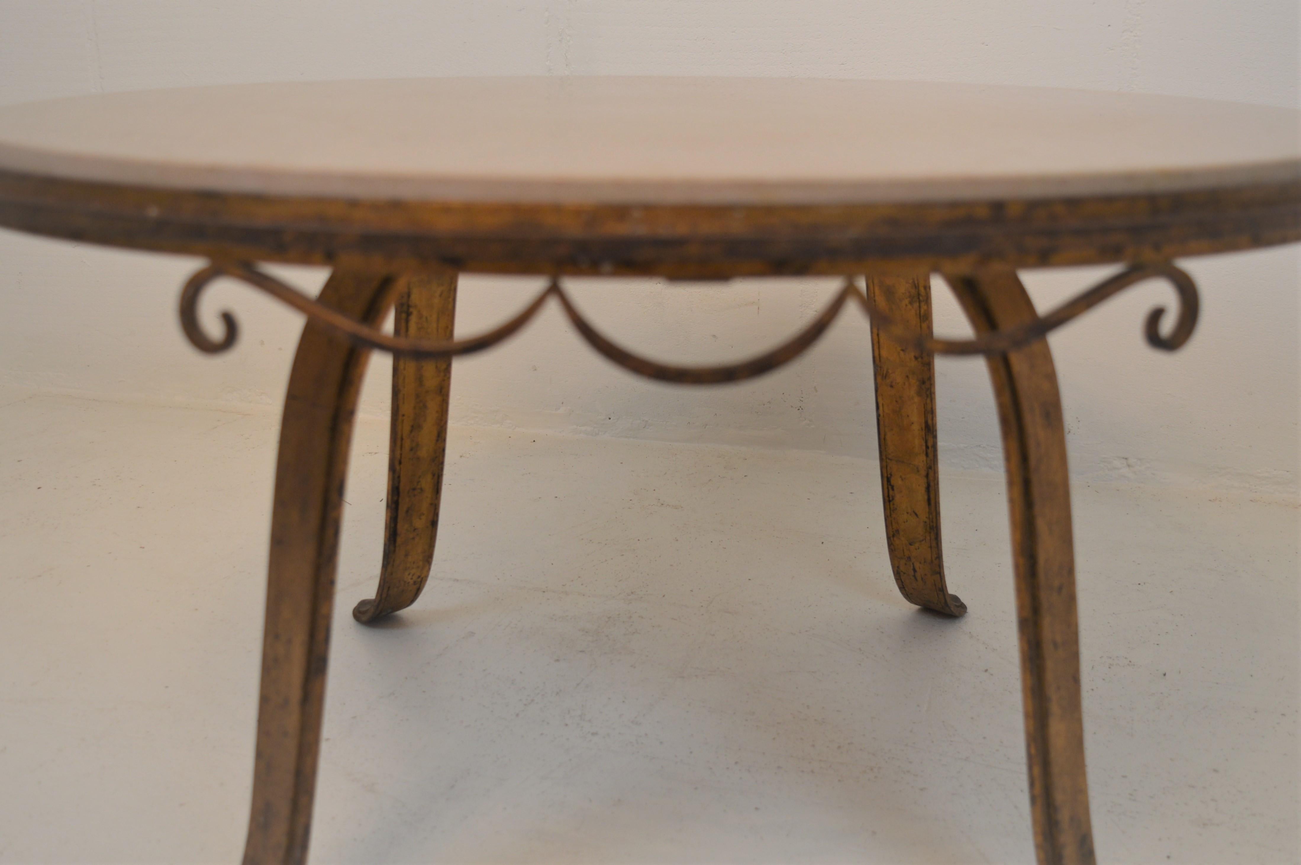 Art Deco Cast-Iron Gilded Coffee Table in the Style of Raymond Subes 6