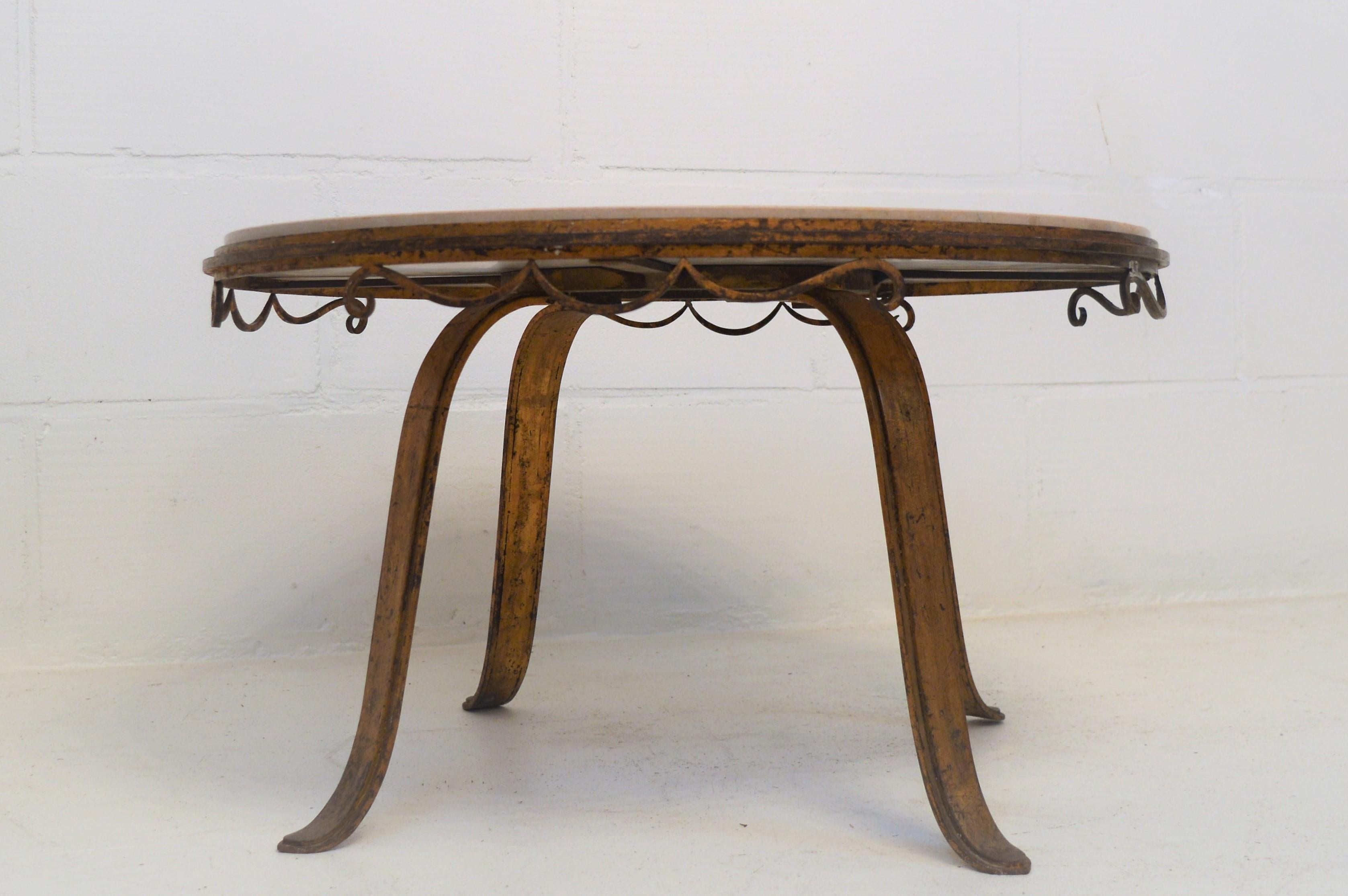 French Art Deco Cast-Iron Gilded Coffee Table in the Style of Raymond Subes