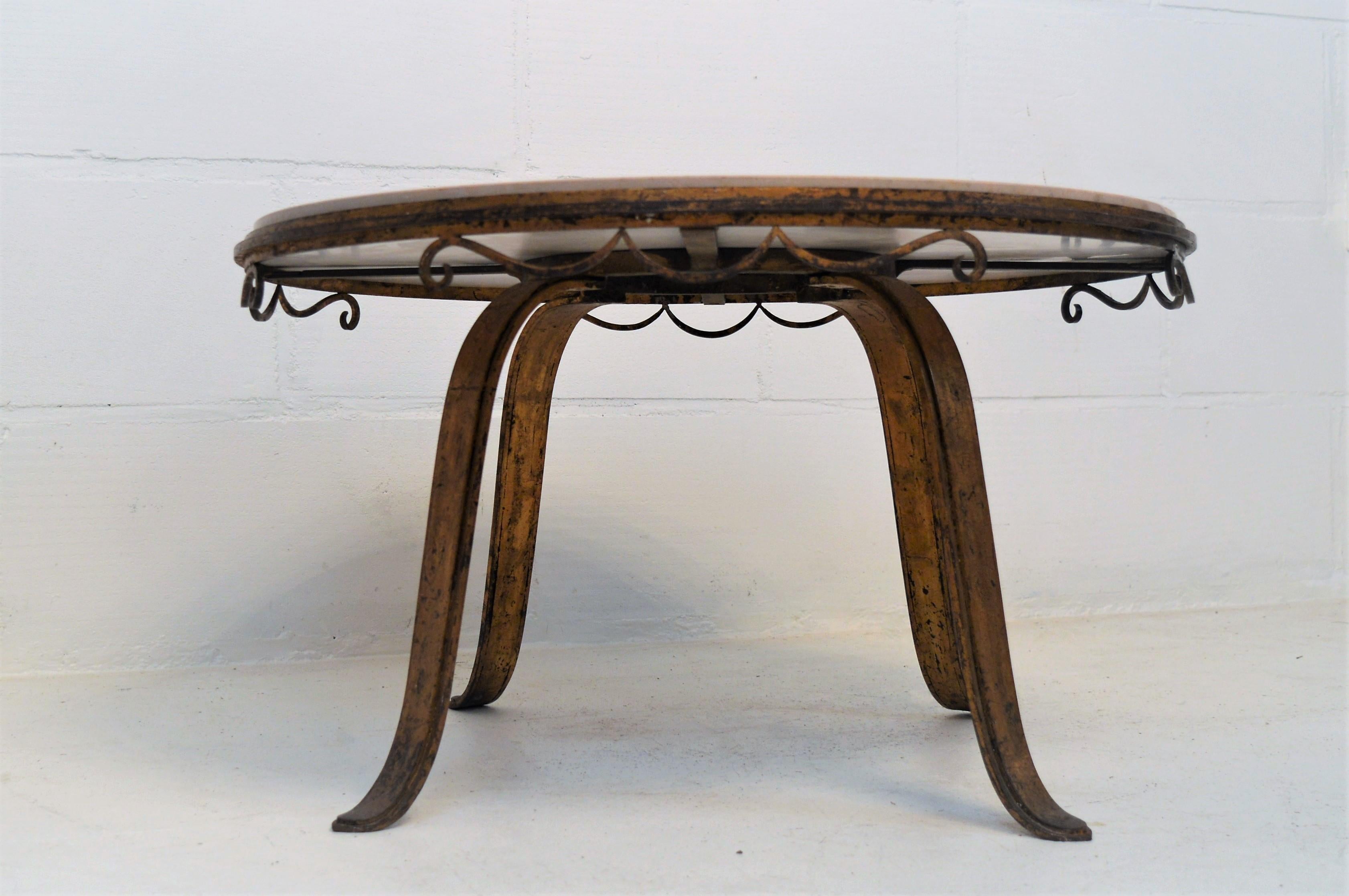 Art Deco Cast-Iron Gilded Coffee Table in the Style of Raymond Subes In Fair Condition In Castenray, NL