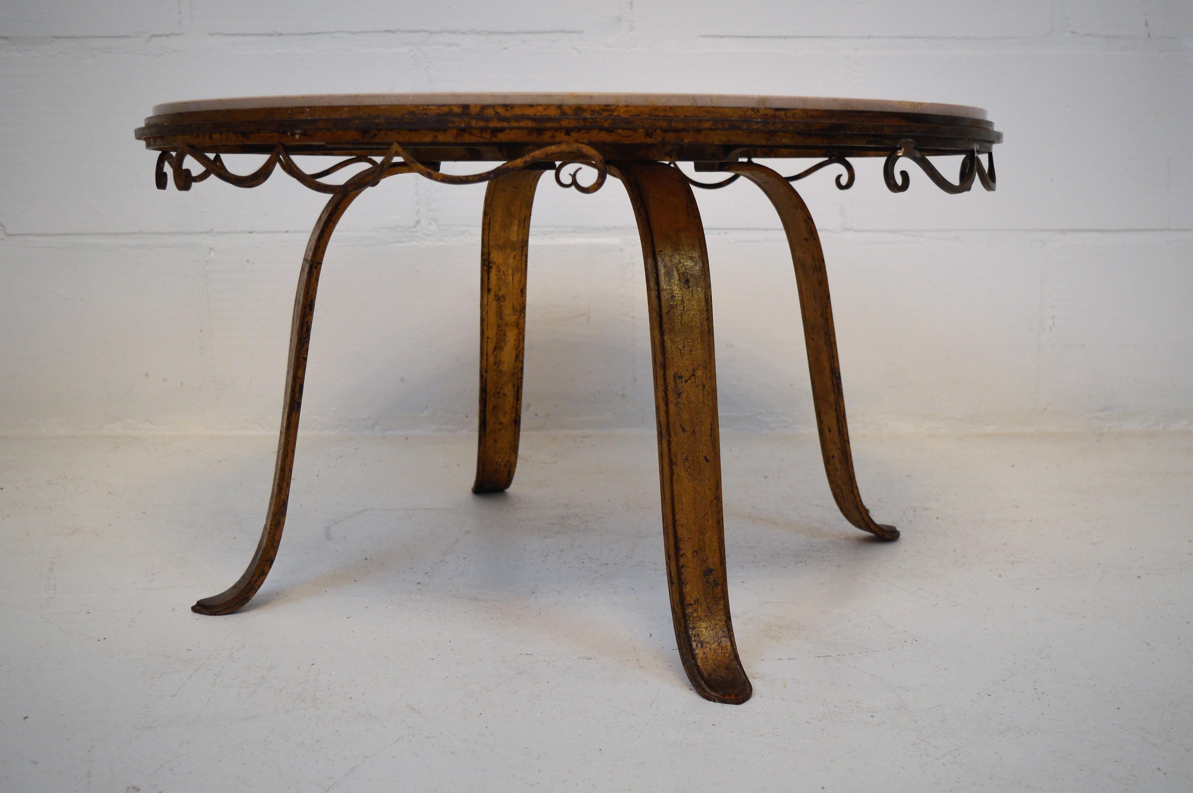 Mid-20th Century Art Deco Cast-Iron Gilded Coffee Table in the Style of Raymond Subes