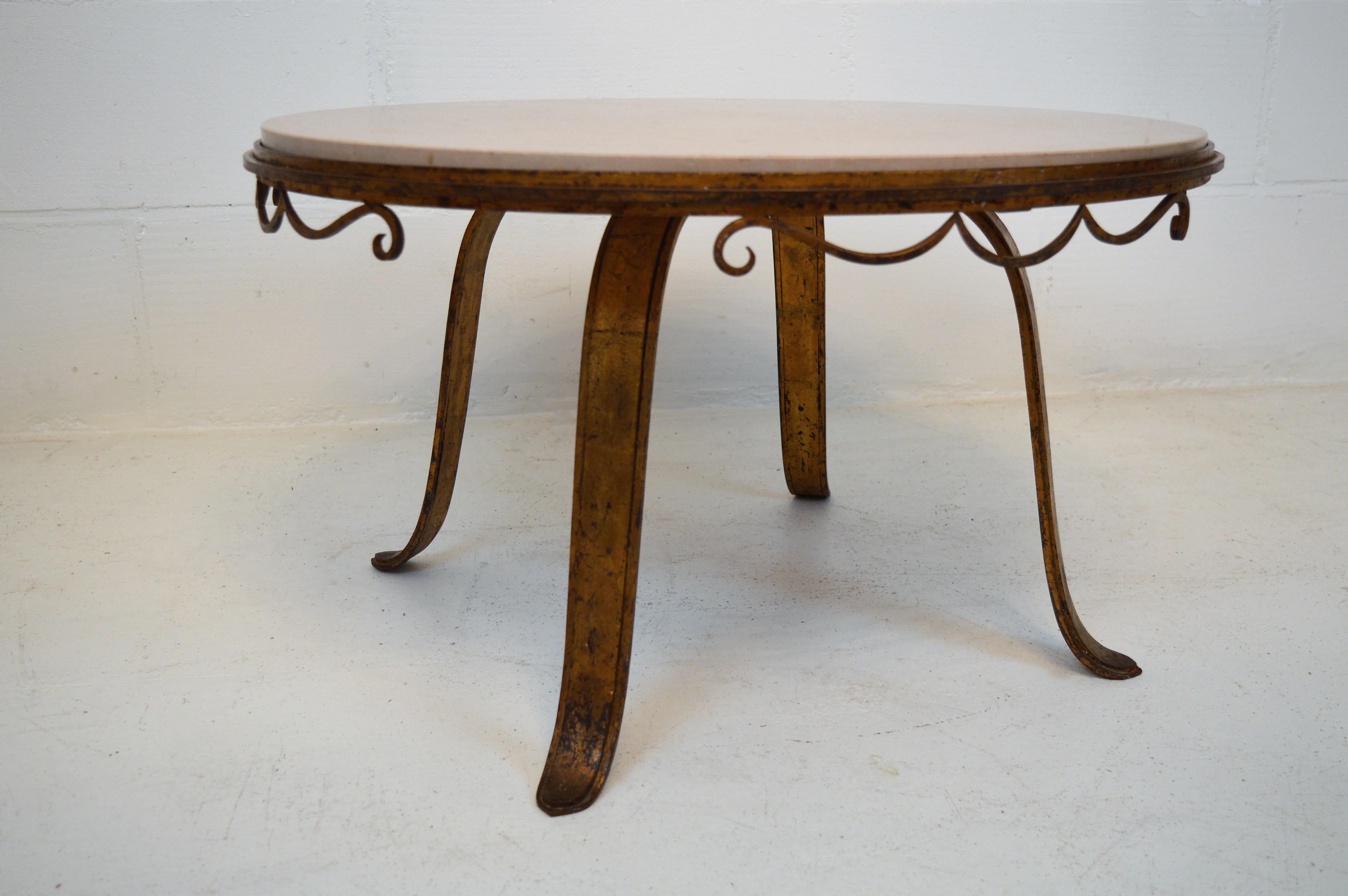 Art Deco Cast-Iron Gilded Coffee Table in the Style of Raymond Subes 2