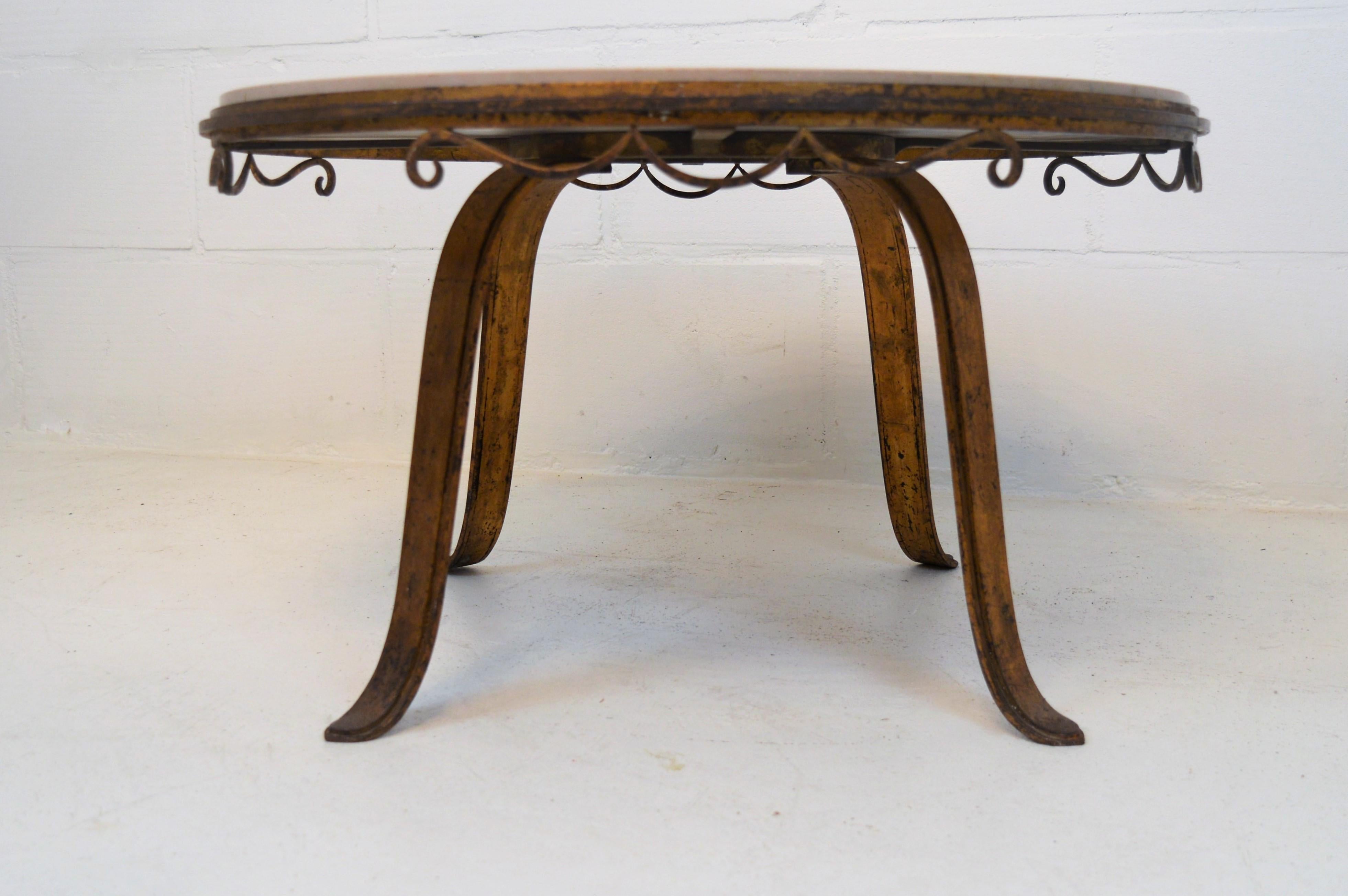 Art Deco Cast-Iron Gilded Coffee Table in the Style of Raymond Subes 3
