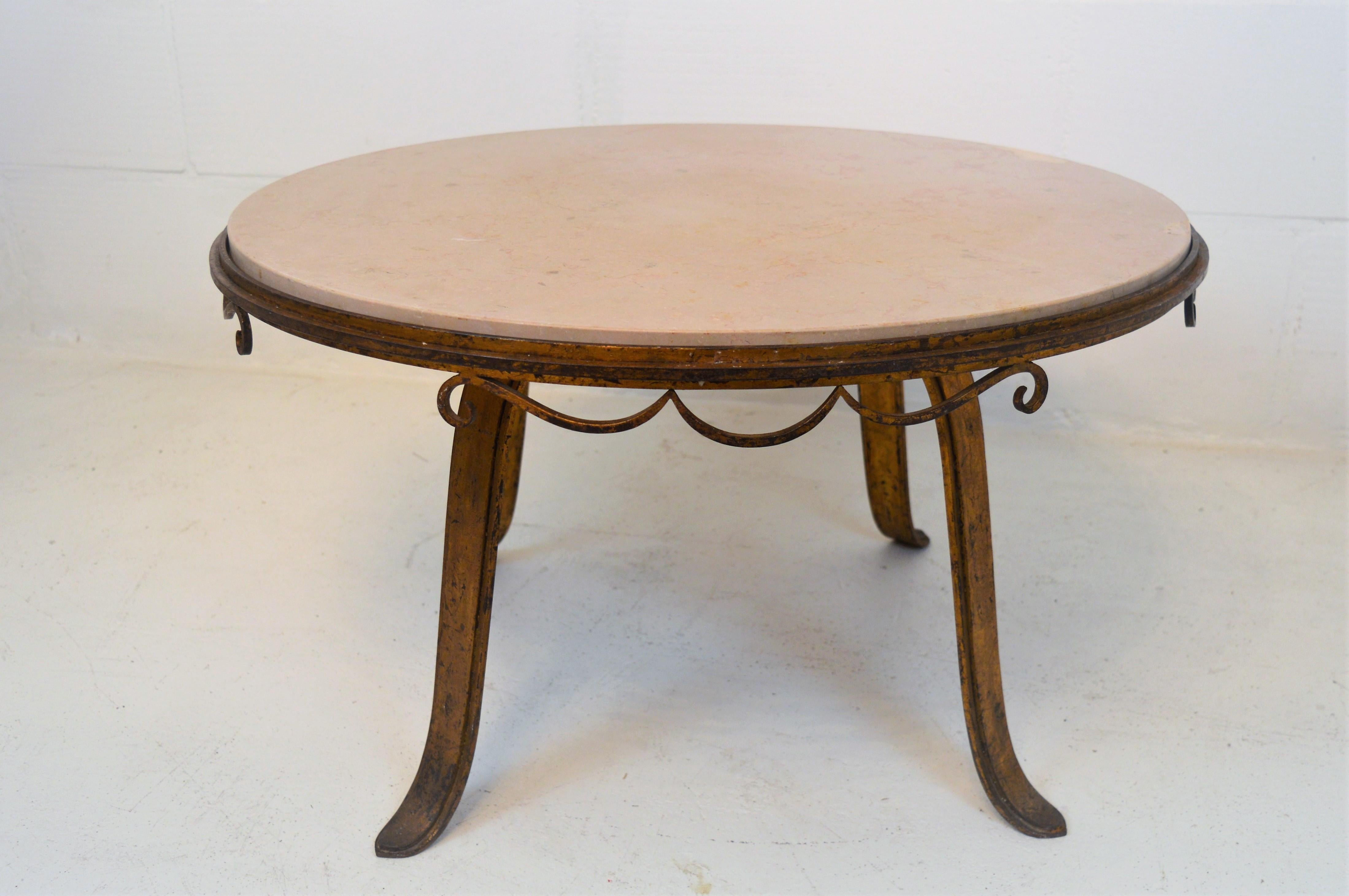 Art Deco Cast-Iron Gilded Coffee Table in the Style of Raymond Subes 4