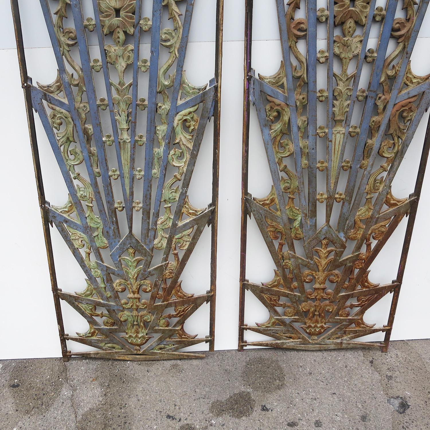 American Art Deco Cast Iron Grates, Set of Two
