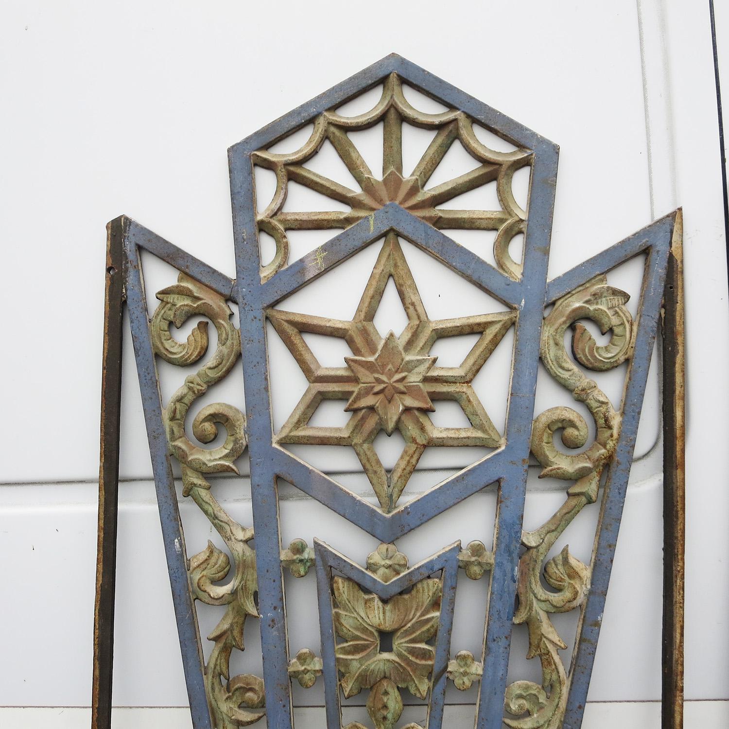 Painted Art Deco Cast Iron Grates, Set of Two