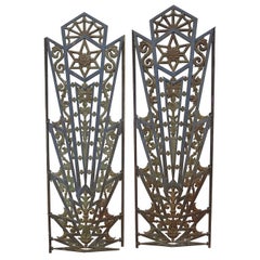 Art Deco Cast Iron Grates, Set of Two