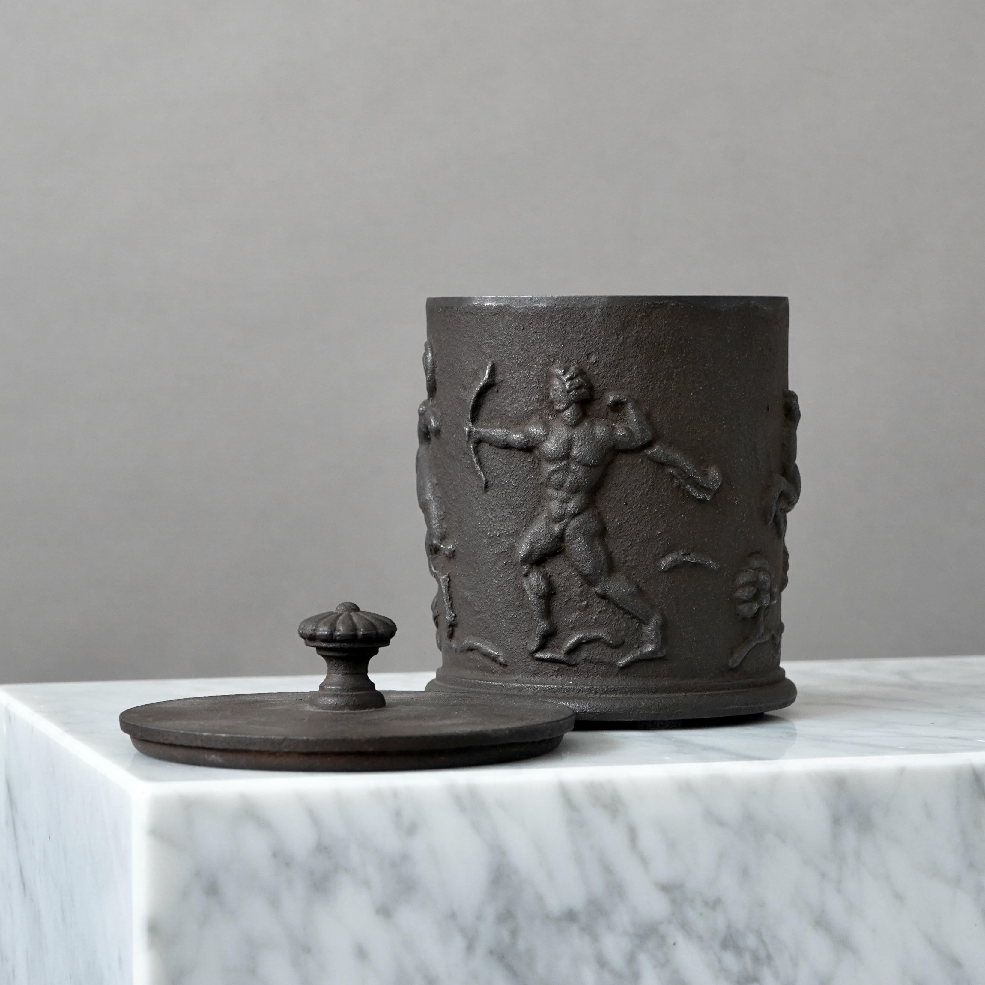 Swedish Art Deco Cast Iron Jar by Carl Elmberg, Nafveqvarns Bruk, Sweden, 1920s For Sale