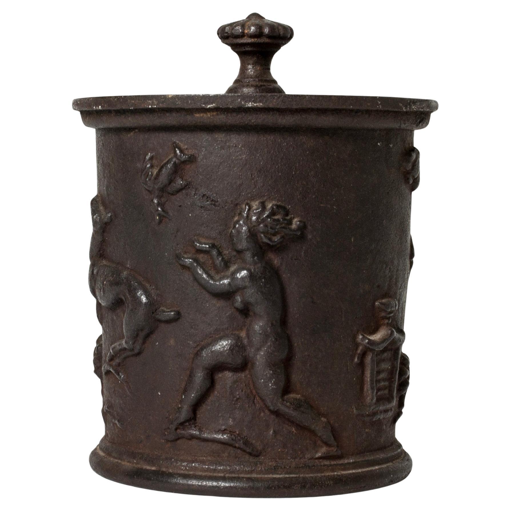 Art Deco Cast Iron jar by Carl Elmberg, Näfveqvarns Bruk, Sweden, 1920s