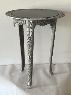 Art Deco Cast Iron Occasional Table With Black Glass Top ca' 1930's