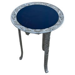 Art Deco Cast Iron Occasional Table With Black Glass Top ca' 1930's