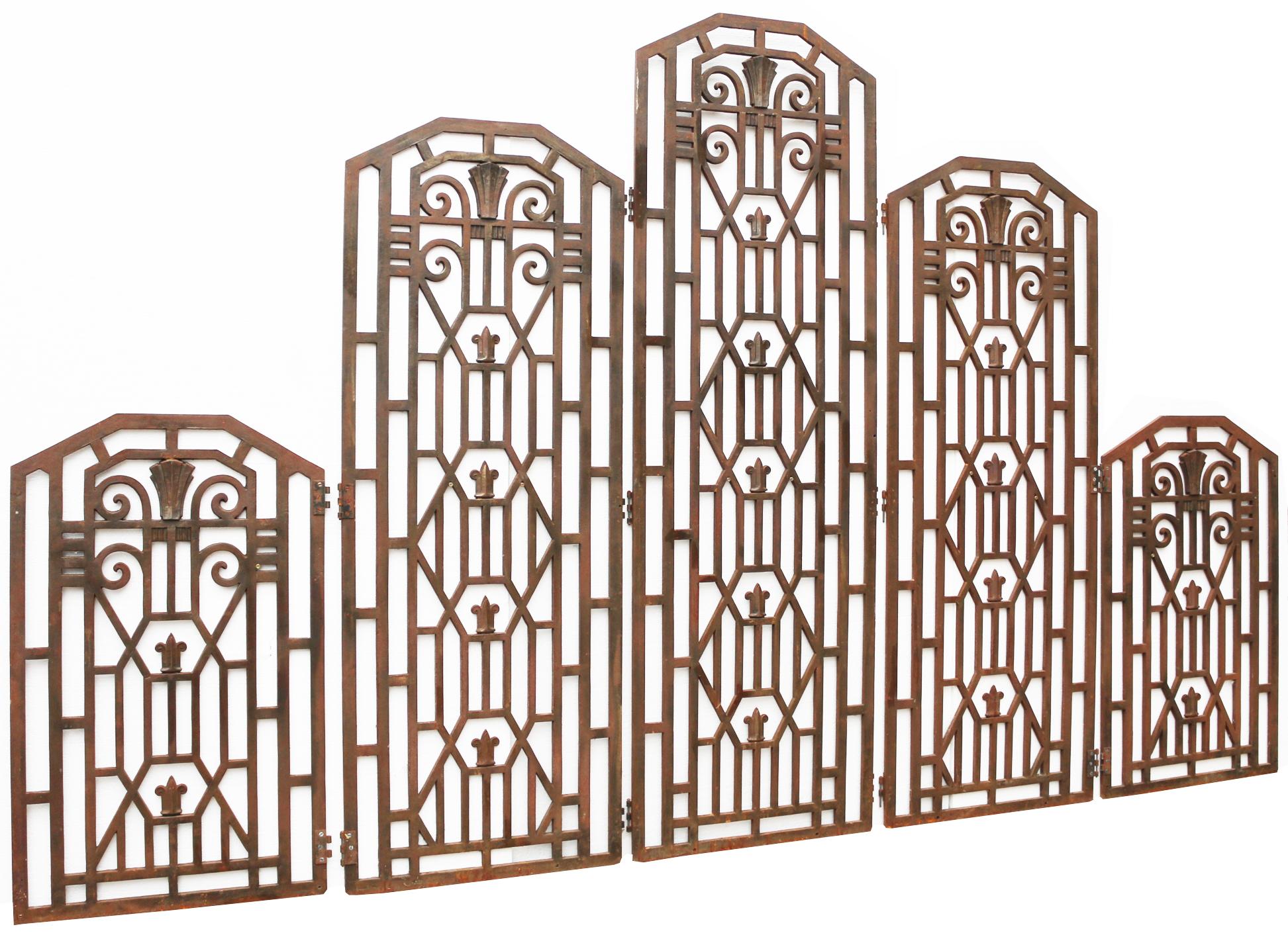 English Art Deco Cast Iron Panels