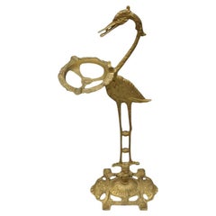 Art Deco Cast Iron Stork Bird Ashtray Smoking Stand Crane Heron by Sandel
