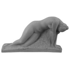 Art Deco Cast Marble Stone "The Awakening" by Vincent Glinsky