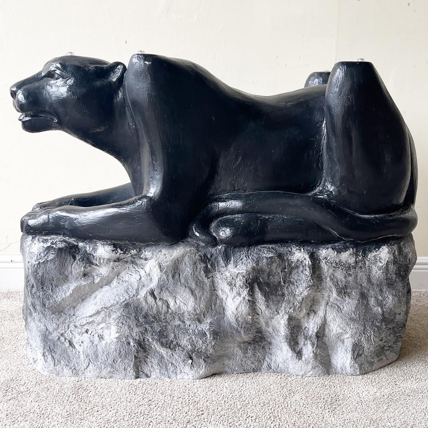 Art Deco Cast Resin Black Panther Dining Table 3