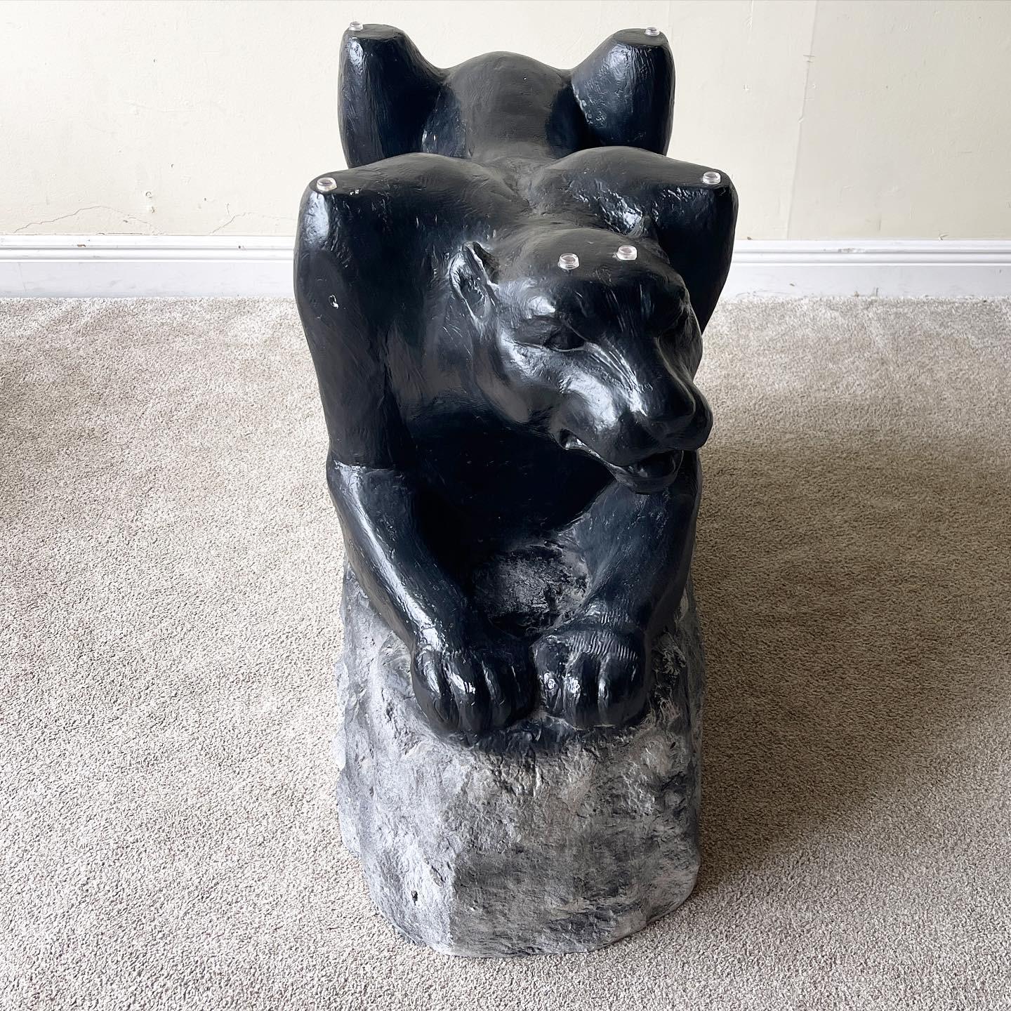 vintage post modern black lacquer panther table