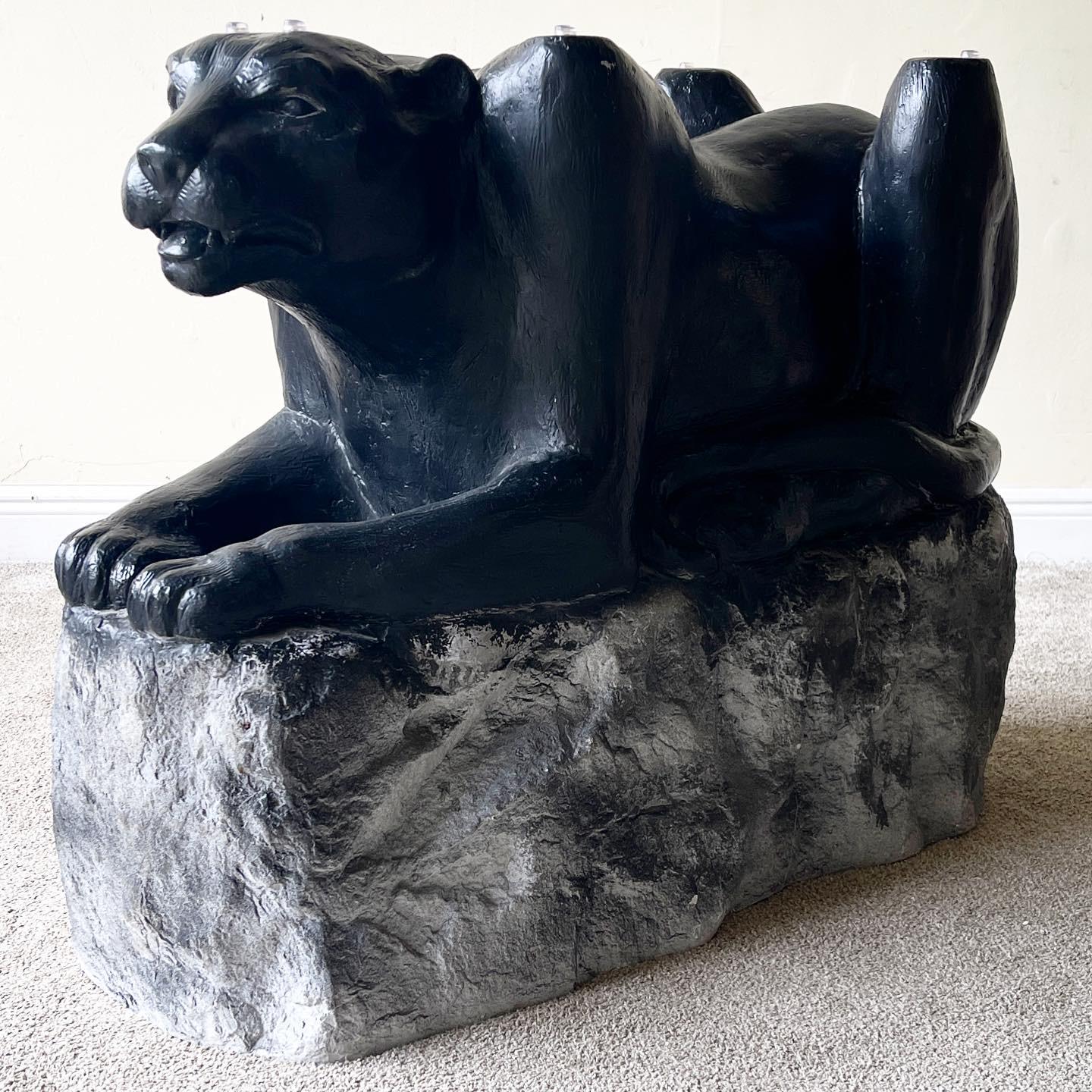 American Art Deco Cast Resin Black Panther Dining Table