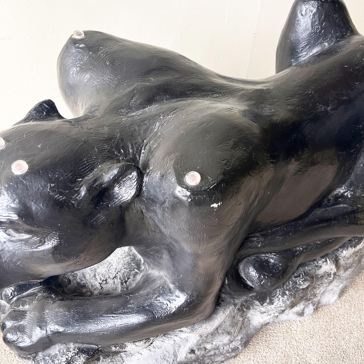 Art Deco Cast Resin Black Panther Dining Table In Good Condition In Delray Beach, FL