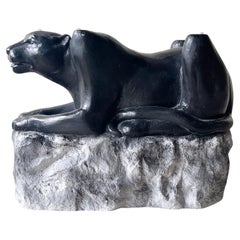 Art Deco Cast Resin Black Panther Dining Table