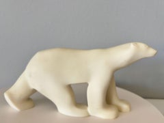 Art Deco Cast Resin White Polar Bear Sculpture After Francois Pompon