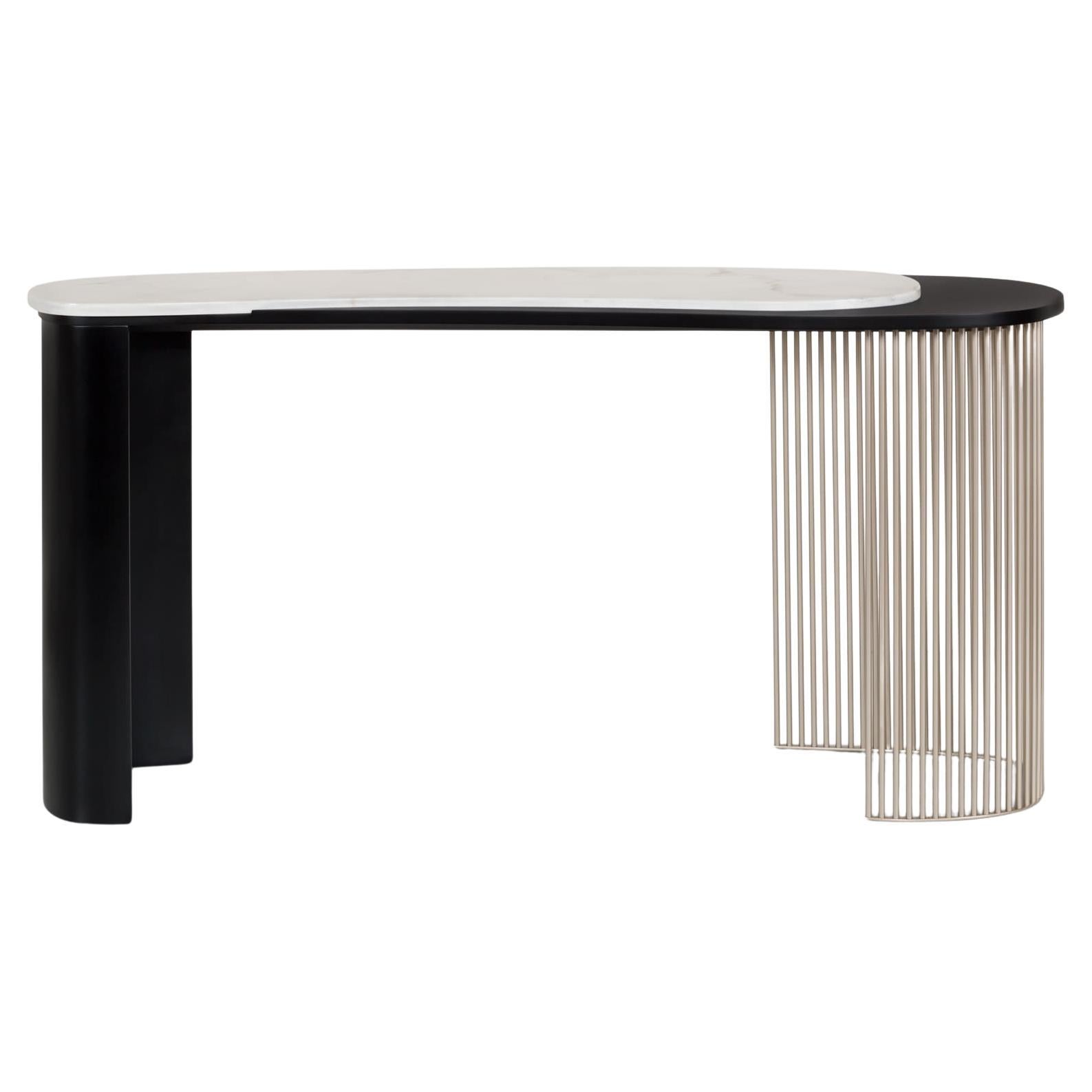 Art Deco Castelo Konsolentisch, Calacatta Bianco, Champagner, Handarbeit Greenapple im Angebot