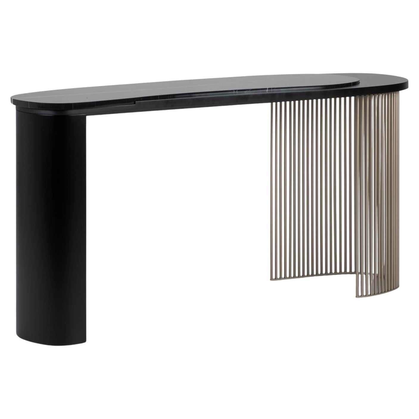 Art déco-Konsolentisch Castelo, Sahara Noir, Champagner, handgefertigt von Greenapple