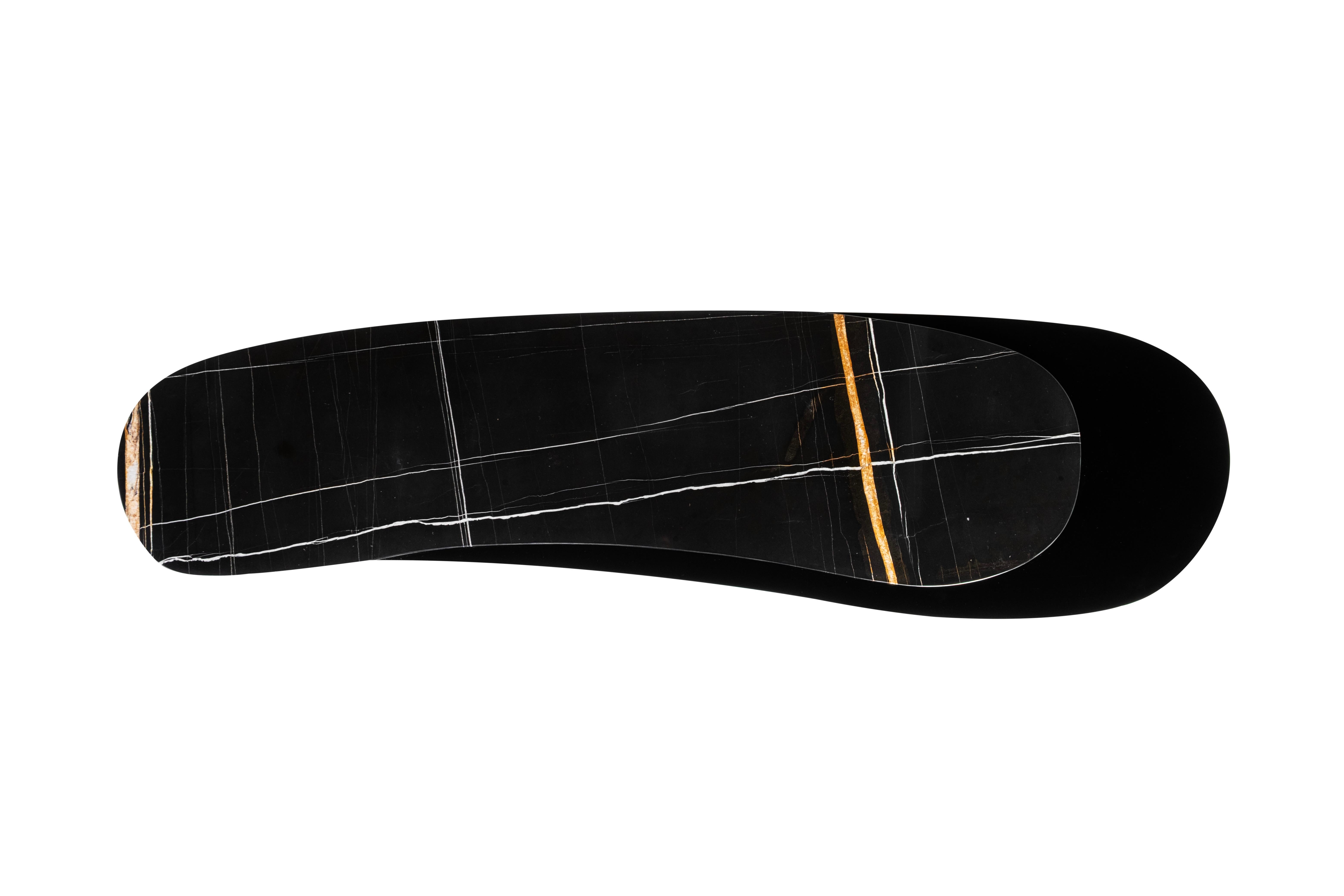 Portuguese Art Deco Castelo Console Table, Sahara Noir, Stainless, Handmade by Greenapple For Sale