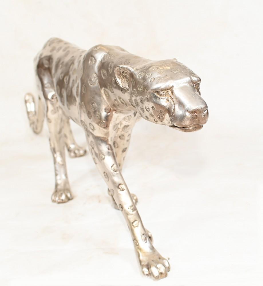 Art Deco Cat Large Bronze Cheetah Statue Panther 1