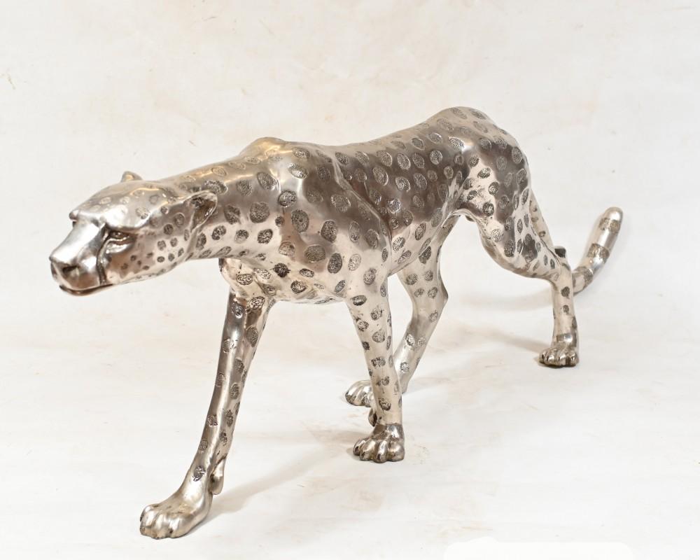 Art Deco Cat Large Bronze Cheetah Statue Panther 2